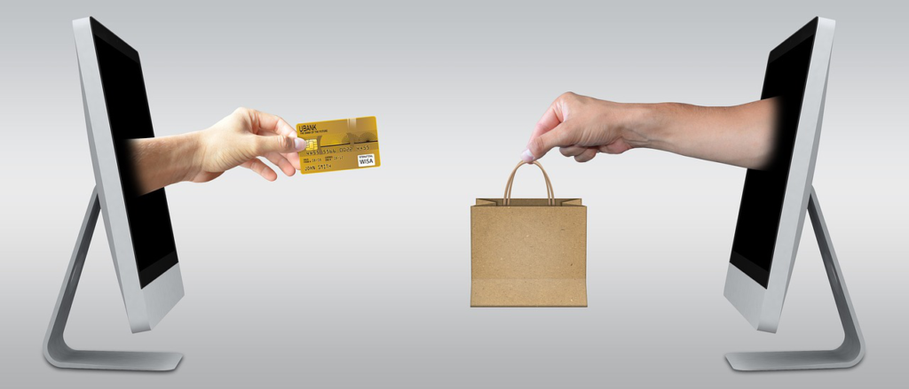 Shopping with a credit card.