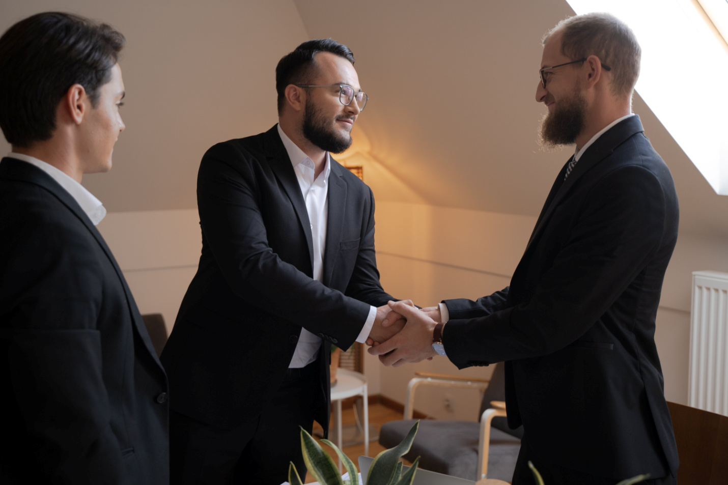  Two men shaking hands