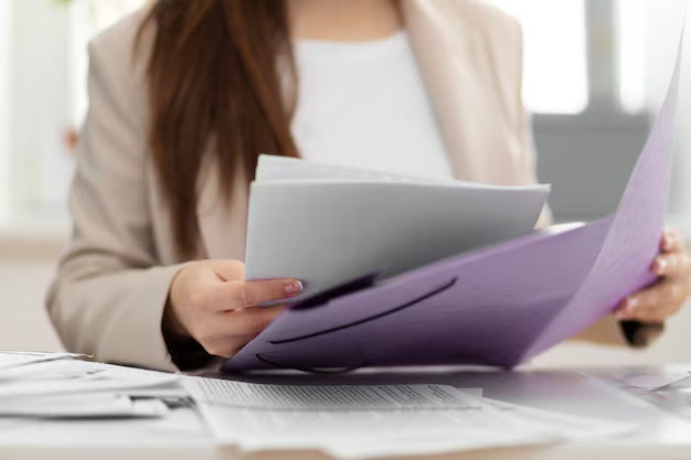  A woman going through documents