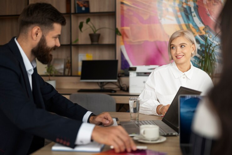A creditor with a debtor in an office