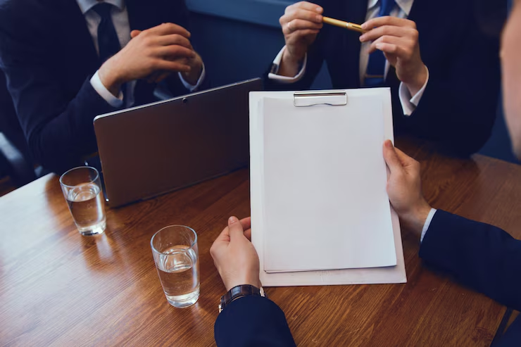 A person holding documents