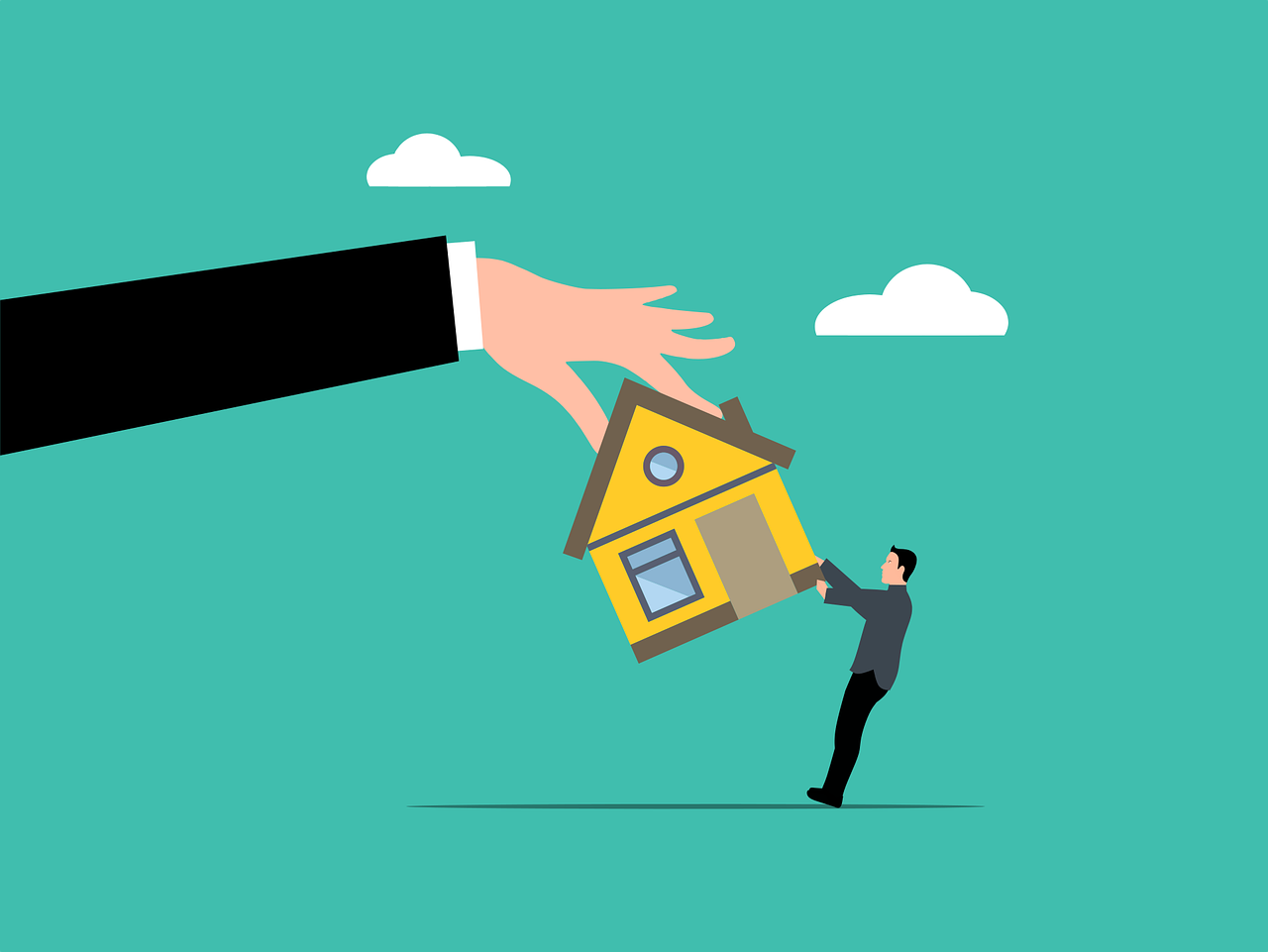 illustration of house being taken away