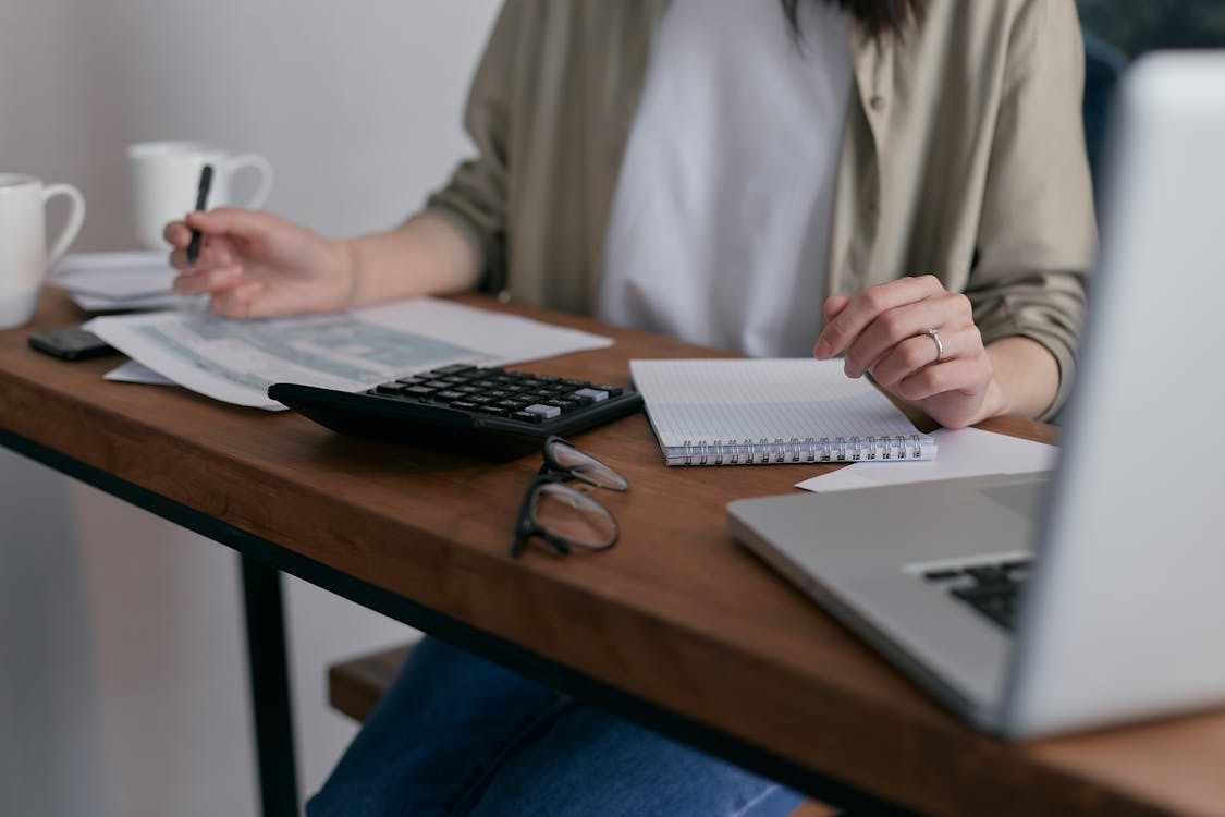 A woman doing paperwork