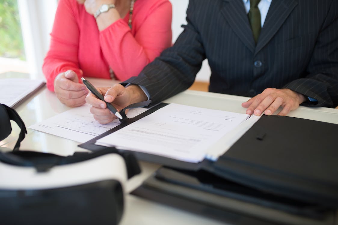 A person signing a document