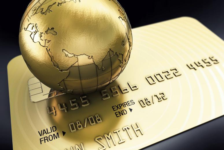 An image of a globe on a credit card