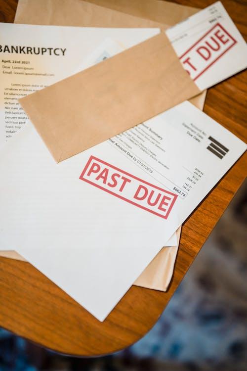 close-up of bankruptcy papers