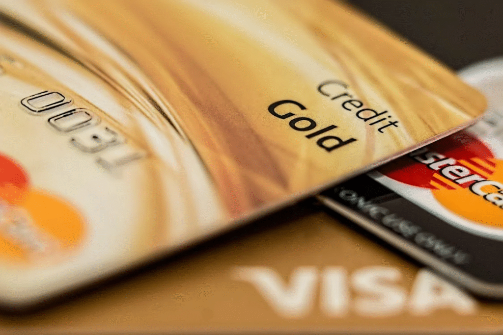 close-up picture of credit cards