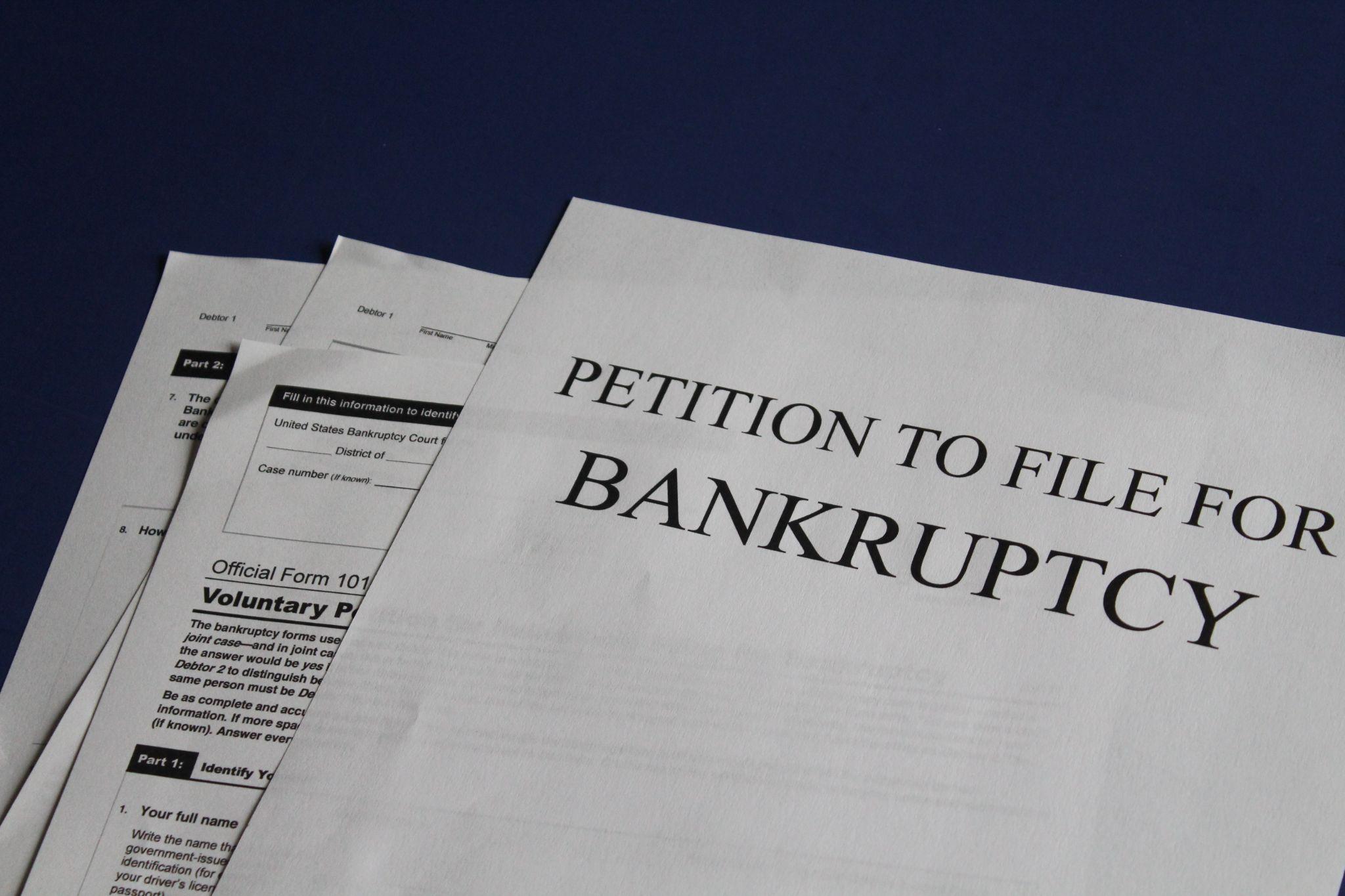A petition to file for bankruptcy