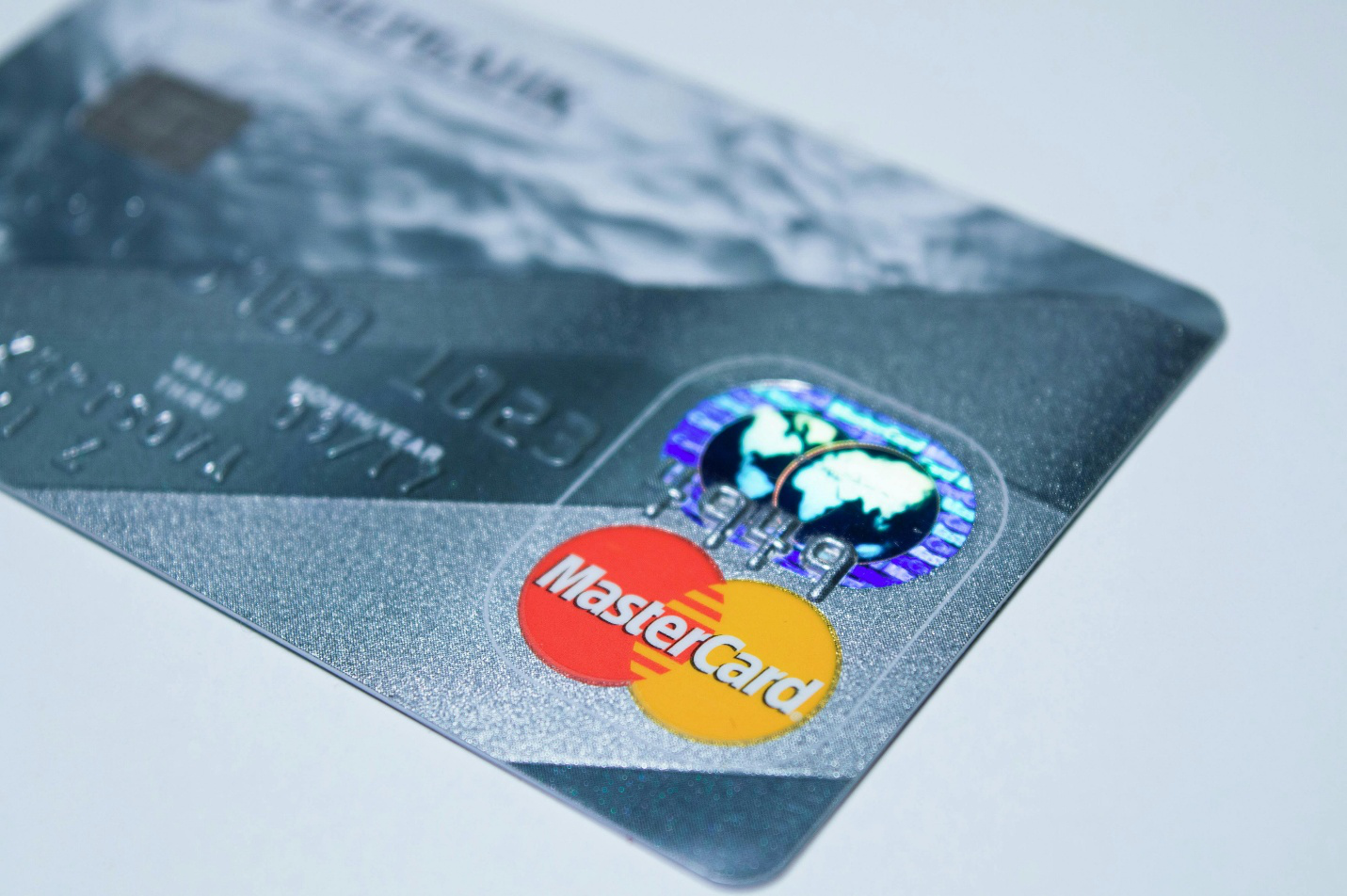 A closeup of a MasterCard credit card