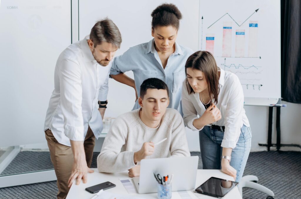 A group of people working together. 